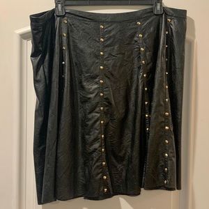 Black pleather skirt with gold studs, size 20W